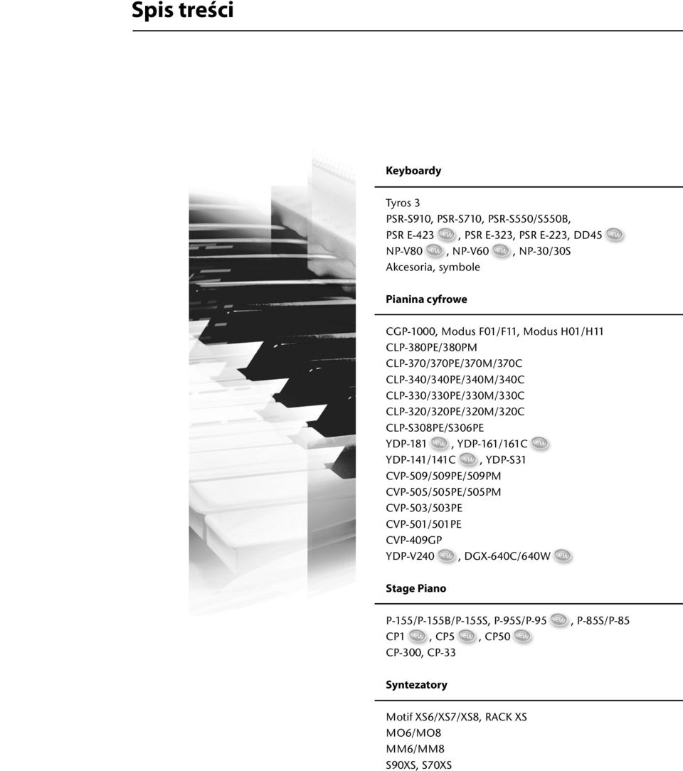 CLP-320/320PE/320M/320C CLP-S308PE/S306PE YDP-181, YDP-161/161C YDP-141/141C, YDP-S31 CVP-509/509PE/509PM CVP-505/505PE/505PM CVP-503/503PE CVP-501/501PE