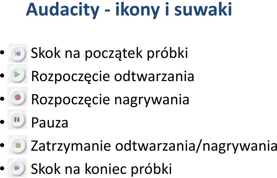 Rozpoczęcie nagrywania Pauza