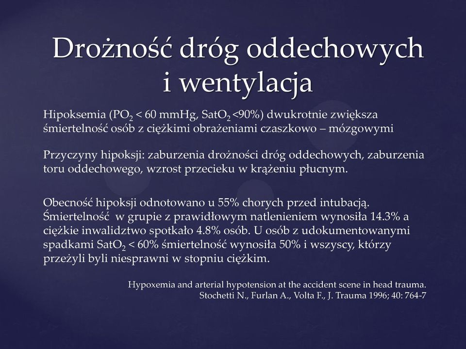 Śmiertelność w grupie z prawidłowym natlenieniem wynosiła 14.3% a ciężkie inwalidztwo spotkało 4.8% osób.