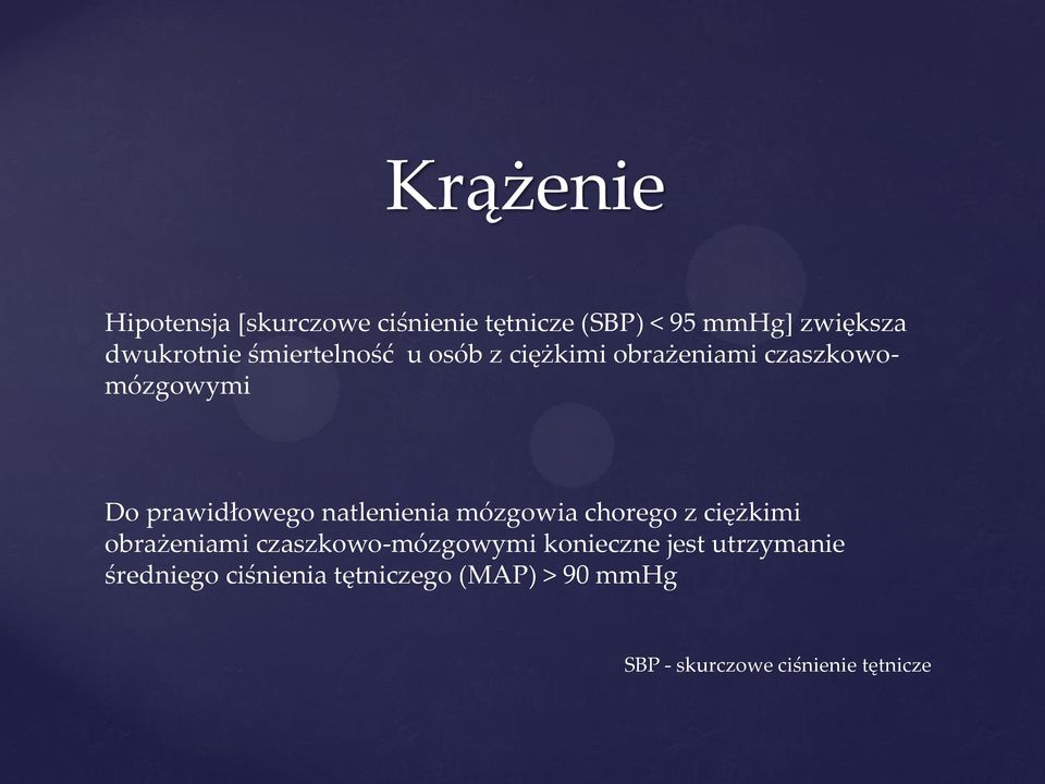 prawidłowego natlenienia mózgowia chorego z ciężkimi obrażeniami czaszkowo-mózgowymi