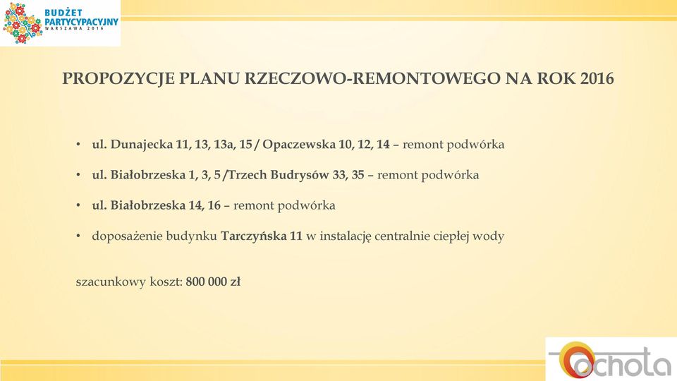 Białobrzeska 1, 3, 5 /Trzech Budrysów 33, 35 remont podwórka ul.