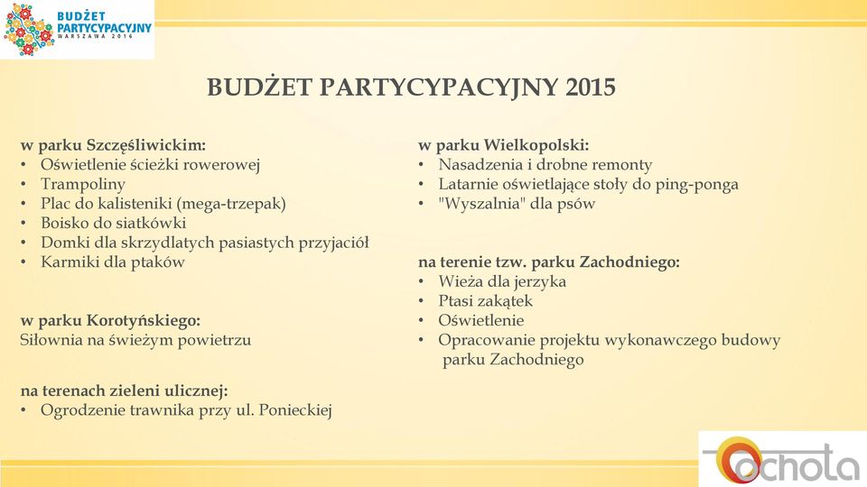 Wielkopolski: Nasadzenia i drobne remonty Latarnie oświetlające stoły do ping-ponga "Wyszalnia" dla psów na terenie tzw.