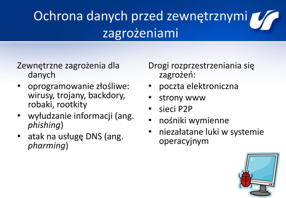 informacji (ang. phishing) atak na usługę DNS (ang.