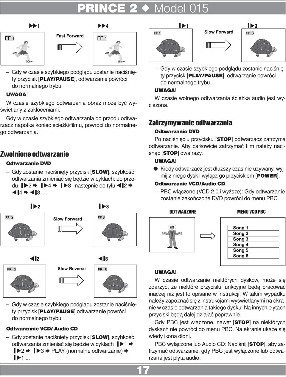 Zwolnione odtwarzanie Odtwarzanie DVD Gdy zostanie naciśnięty przycisk [SLOW], szybkość odtwarzania zmieniać się będzie w cyklach: do przodu u2 Æ u4 Æ u8 i następnie do tyłu t 2 Æ t 4 Æ t 8.