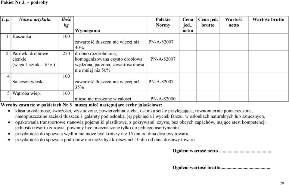 tłuszczu nie więcej niż PN-A-82007 35% 5 Wątroba wiep.