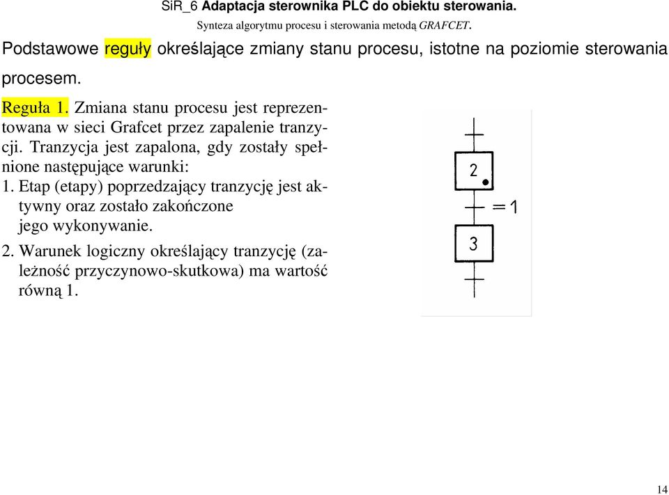 Tranzycja jest zapalona, gdy zostały spełnione następujące warunki: 1.