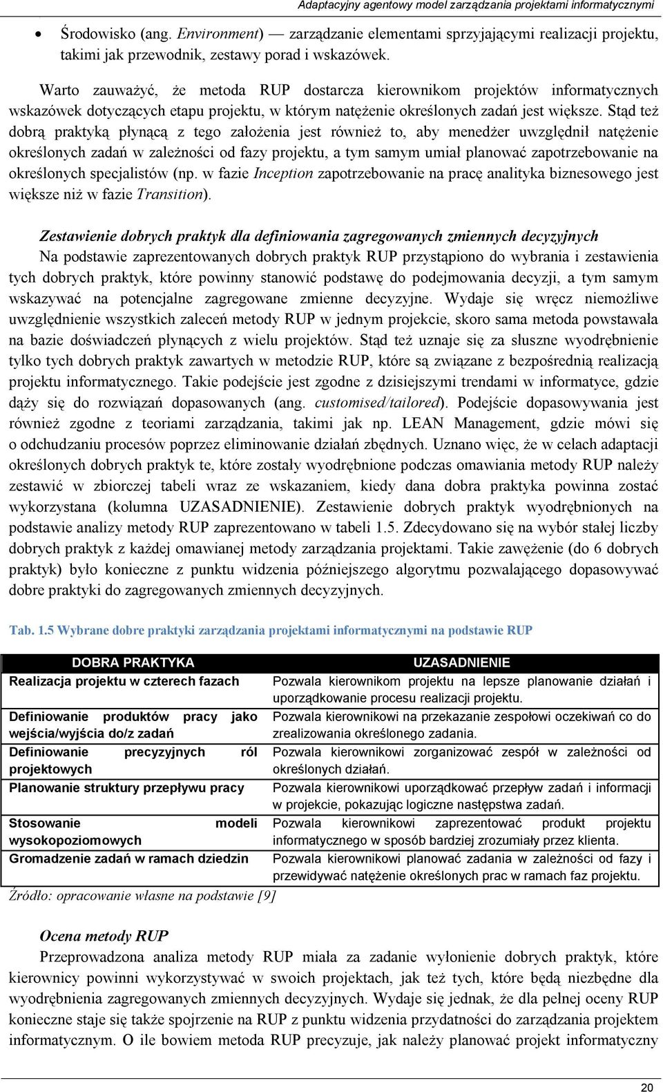 Warto zauważyć, że metoda RUP dostarcza kierownikom projektów informatycznych wskazówek dotyczących etapu projektu, w którym natężenie określonych zadań jest większe.