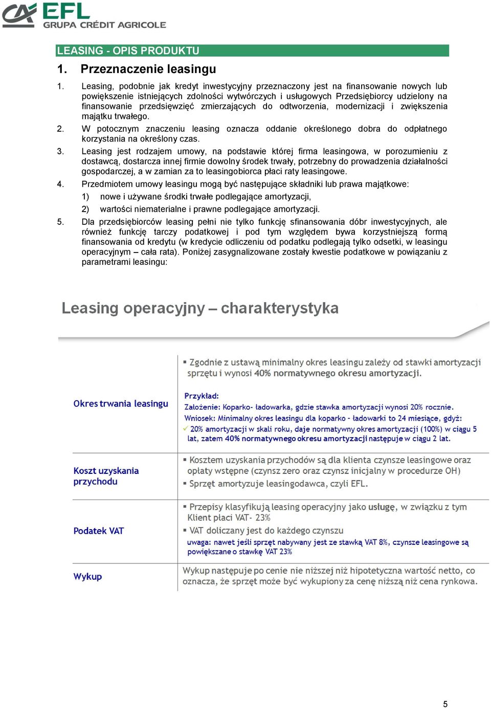 przedsięwzięć zmierzających do odtworzenia, modernizacji i zwiększenia majątku trwałego. 2. W potocznym znaczeniu leasing oznacza oddanie określonego dobra do odpłatnego korzystania na określony czas.