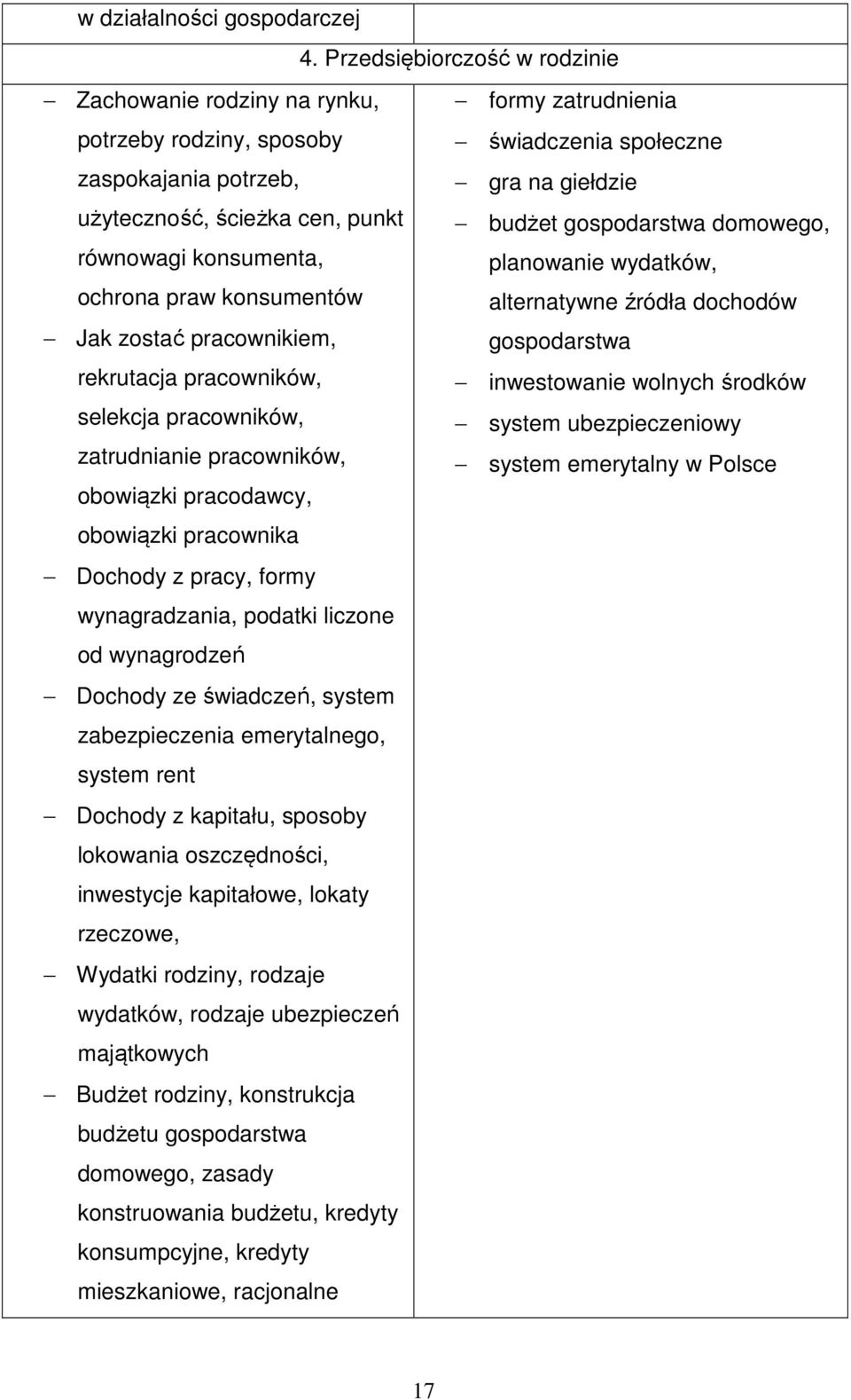 budżet gospodarstwa domowego, równowagi konsumenta, planowanie wydatków, ochrona praw konsumentów alternatywne źródła dochodów Jak zostać pracownikiem, gospodarstwa rekrutacja pracowników,