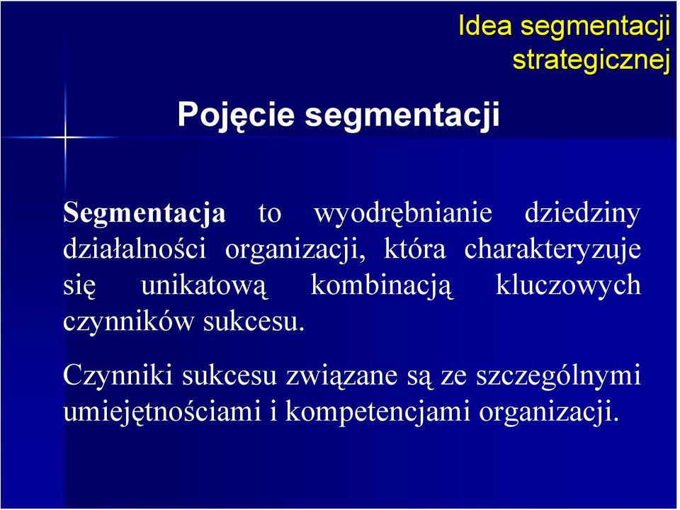 się unikatową kombinacją kluczowych czynników sukcesu.