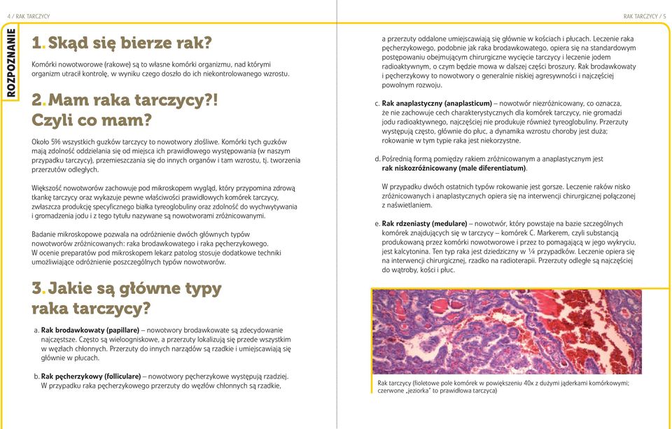 Około 5% wszystkich guzków tarczycy to nowotwory złośliwe.