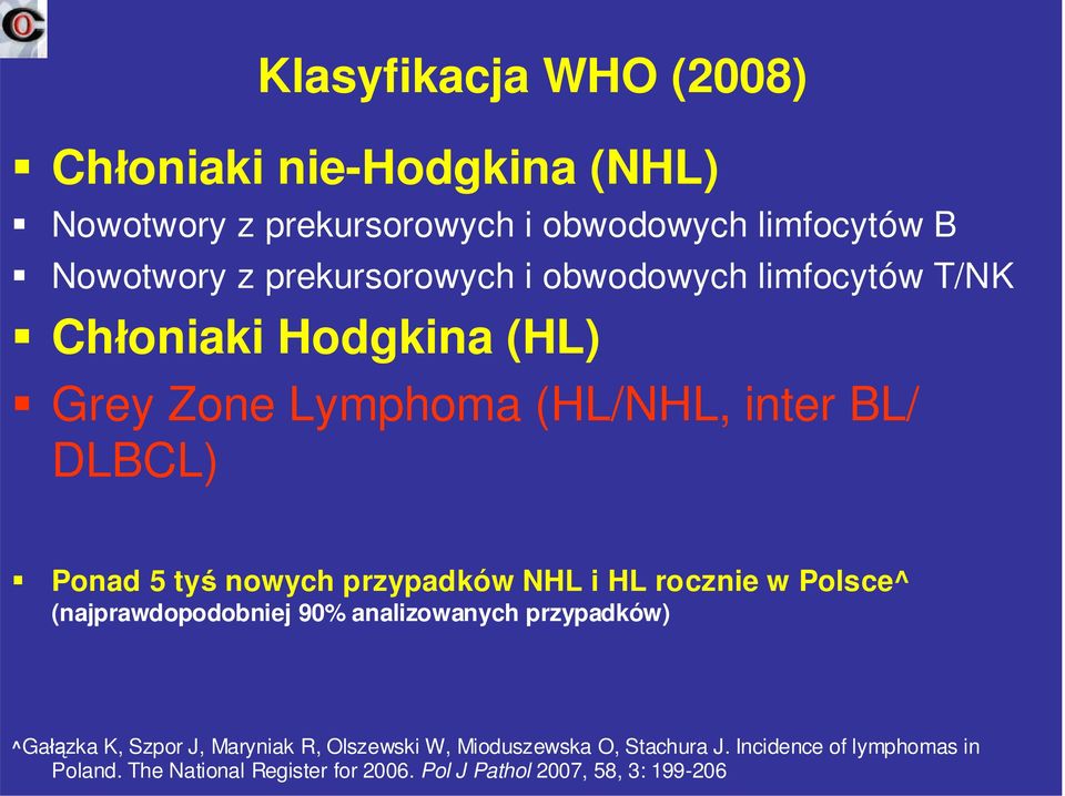 nowych przypadków NHL i HL rocznie w Polsce^ (najprawdopodobniej 90% analizowanych przypadków) ^Gałązka K, Szpor J, Maryniak R,