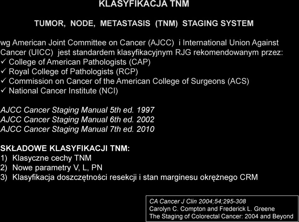 AJCC Cancer Staging Manual 5th ed. 1997 AJCC Cancer Staging Manual 6th ed. 2002 AJCC Cancer Staging Manual 7th ed.