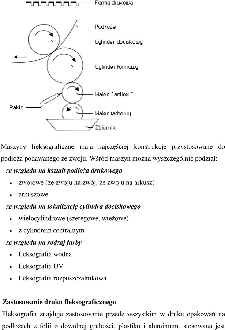 lokalizację cylindra dociskowego wielocylindrowe (szeregowe, wieżowe) z cylindrem centralnym ze względu na rodzaj farby fleksografia wodna fleksografia UV