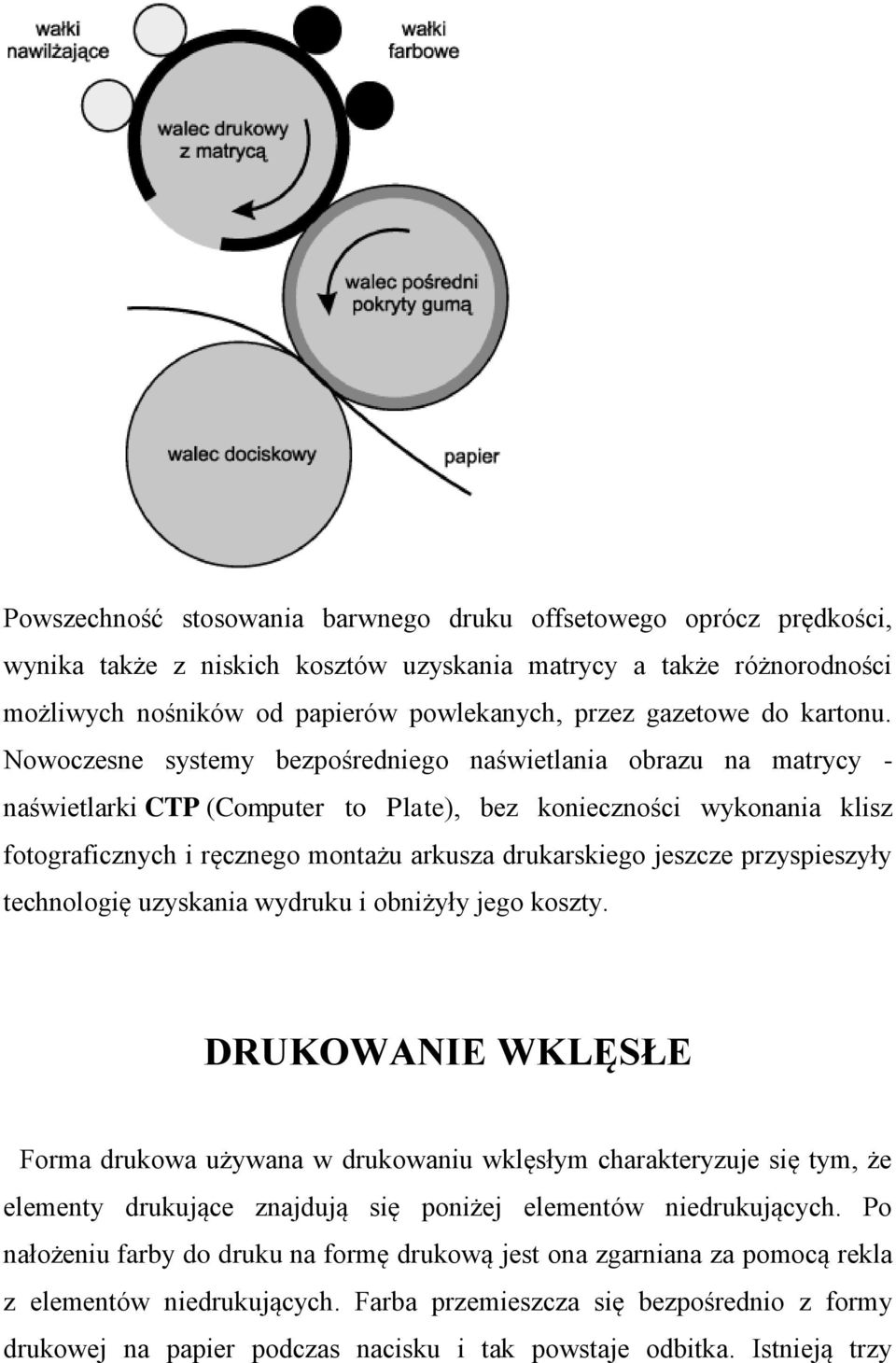 Nowoczesne systemy bezpośredniego naświetlania obrazu na matrycy - naświetlarki CTP (Computer to Plate), bez konieczności wykonania klisz fotograficznych i ręcznego montażu arkusza drukarskiego