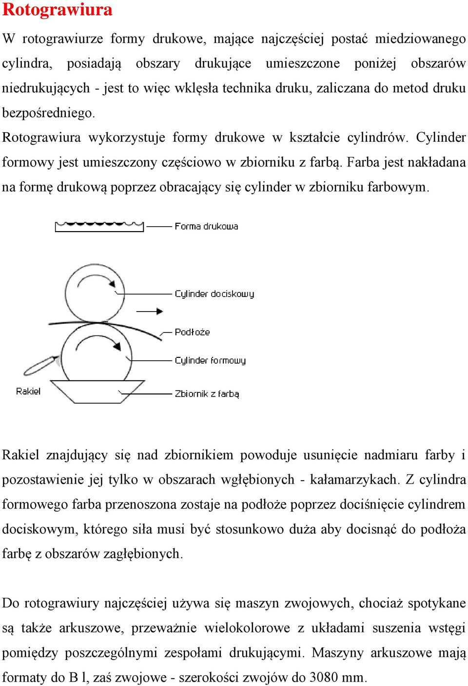 Farba jest nakładana na formę drukową poprzez obracający się cylinder w zbiorniku farbowym.