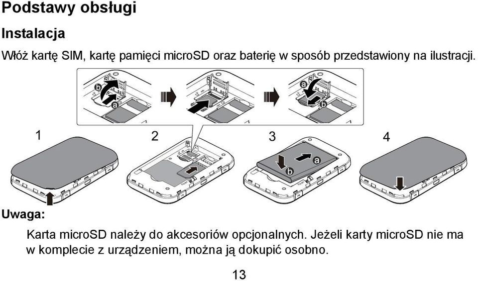 1 2 3 4 Reset Reset Reset Reset Uwaga: Karta microsd należy do