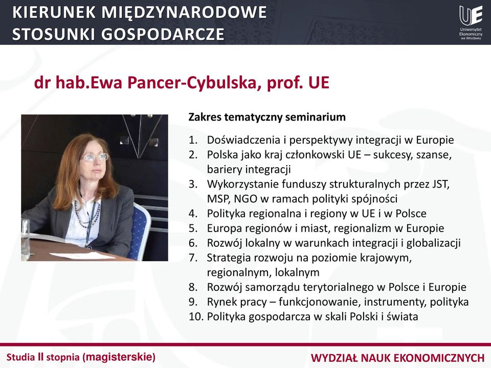 Wykorzystanie funduszy strukturalnych przez JST, MSP, NGO w ramach polityki spójności 4. Polityka regionalna i regiony w UE i w Polsce 5.