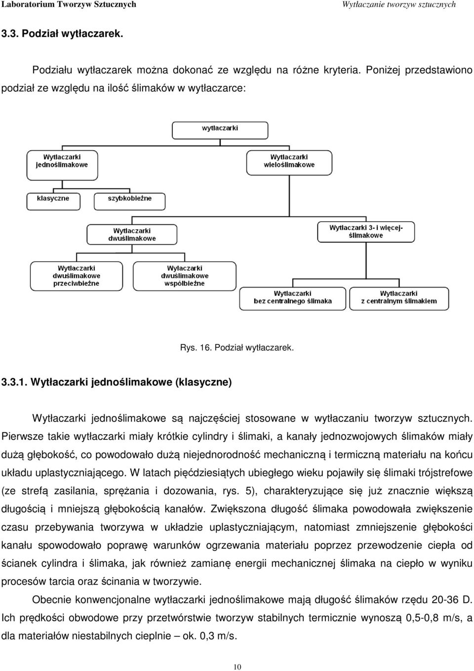 Pierwsze takie wytłaczarki miały krótkie cylindry i ślimaki, a kanały jednozwojowych ślimaków miały dużą głębokość, co powodowało dużą niejednorodność mechaniczną i termiczną materiału na końcu