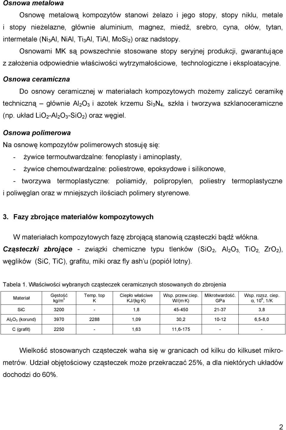 Osnowami MK są powszechnie stosowane stopy seryjnej produkcji, gwarantujące z założenia odpowiednie właściwości wytrzymałościowe, technologiczne i eksploatacyjne.