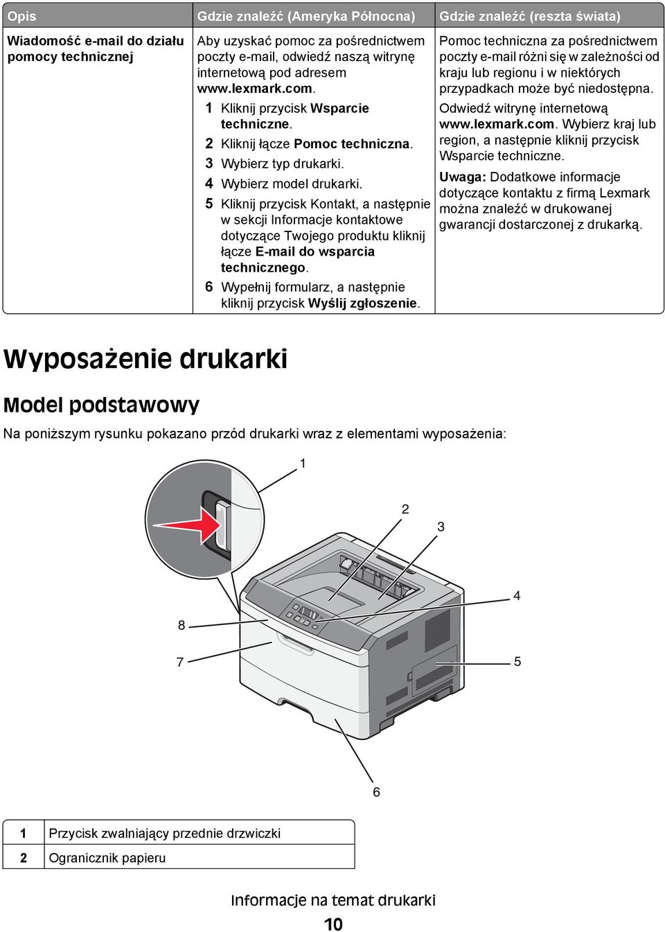 5 Kliknij przycisk Kontakt, a następnie w sekcji Informacje kontaktowe dotyczące Twojego produktu kliknij łącze E-mail do wsparcia technicznego.