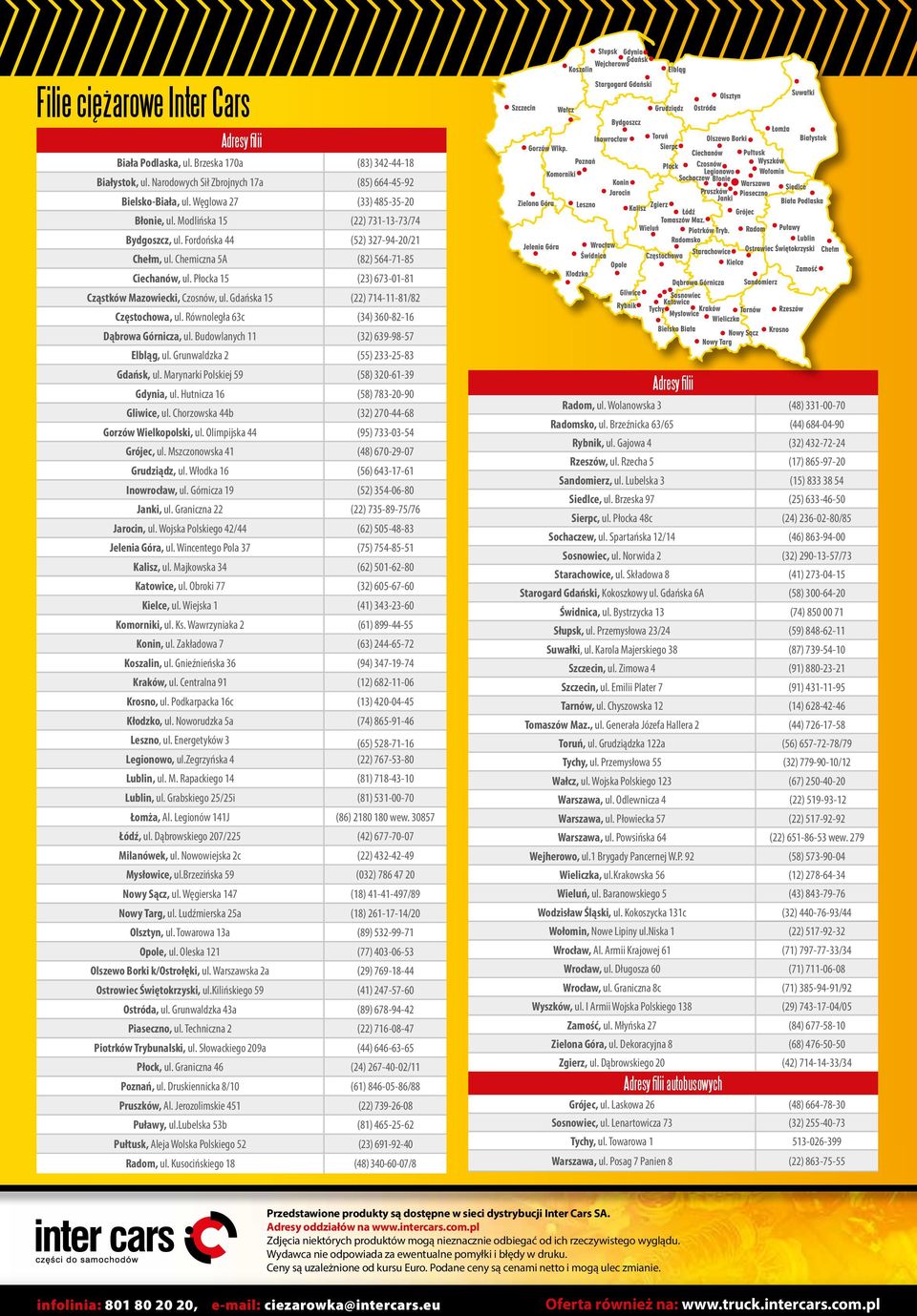 Płocka 15 (23) 673-01-81 Cząstków Mazowiecki, Czosnów, ul. Gdańska 15 (22) 714-11-81/82 Częstochowa, ul. Równoległa 63c (34) 360-82-16 Dąbrowa Górnicza, ul. Budowlanych 11 (32) 639-98-57 Elbląg, ul.
