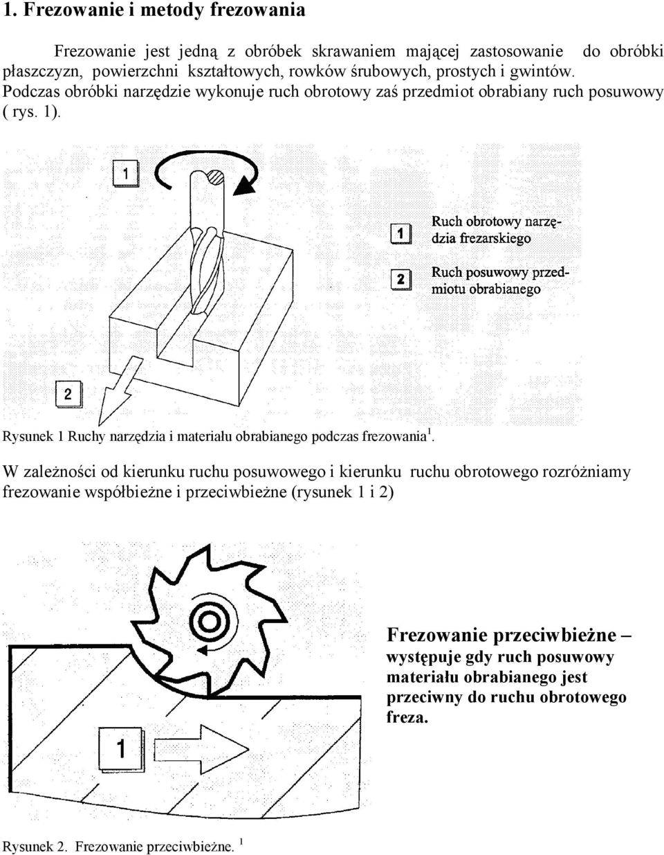 Rysunek 1 Ruchy narzędzia i materiału obrabianego podczas frezowania 1.