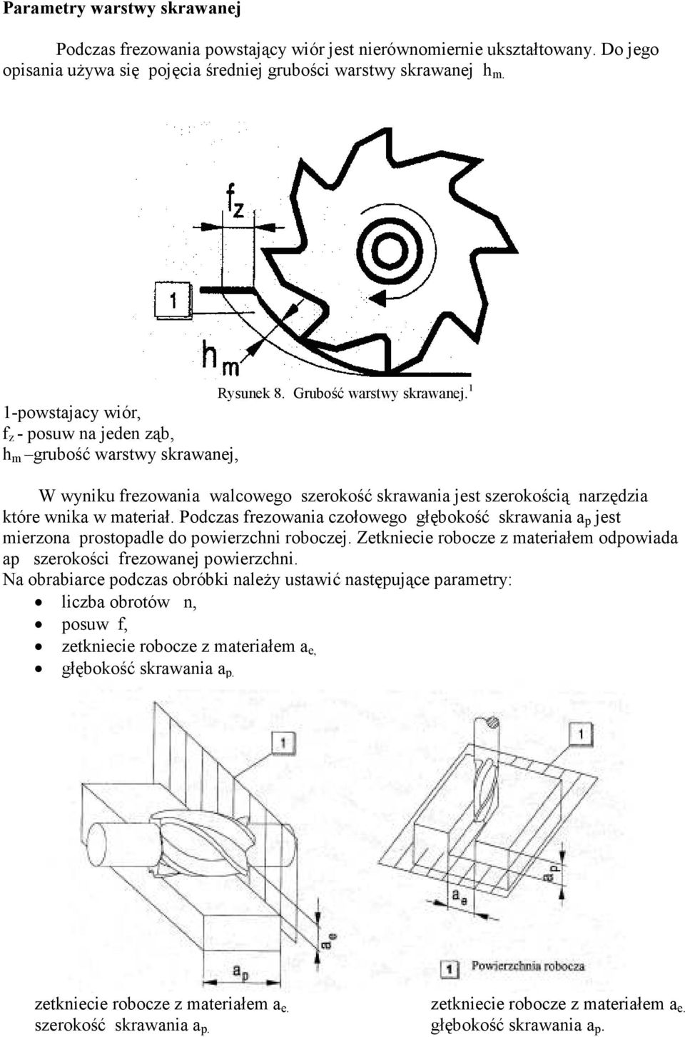 1 W wyniku frezowania walcowego szerokość skrawania jest szerokością narzędzia które wnika w materiał.