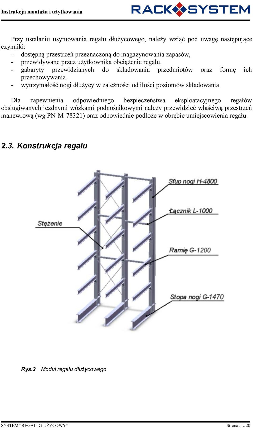 poziomów składowania.