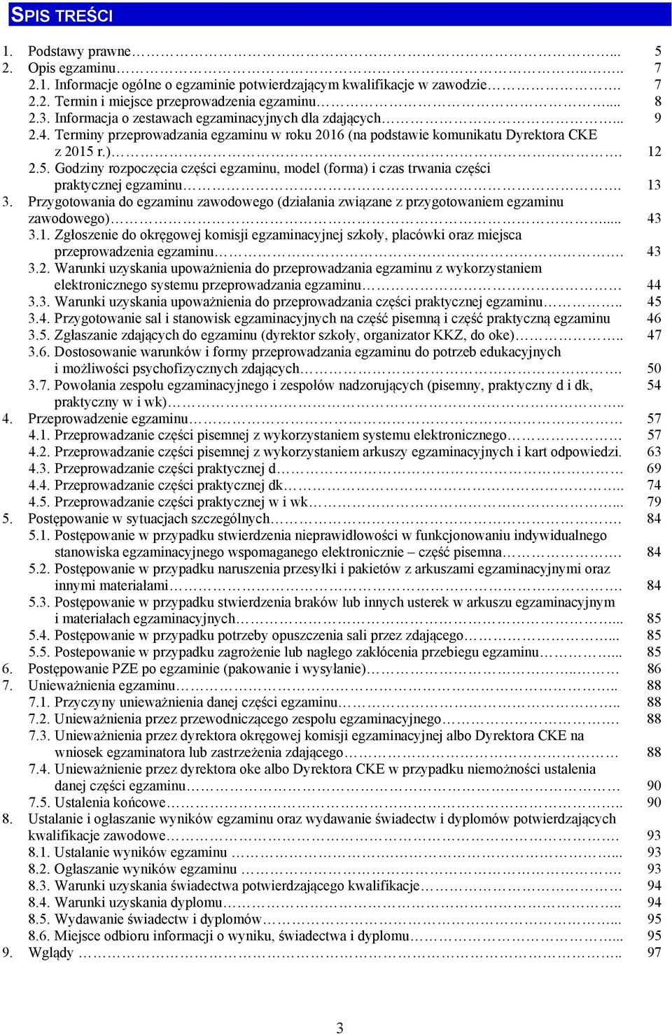 r.). 12 2.5. Godziny rozpoczęcia części egzaminu, model (forma) i czas trwania części praktycznej egzaminu. 13 3.