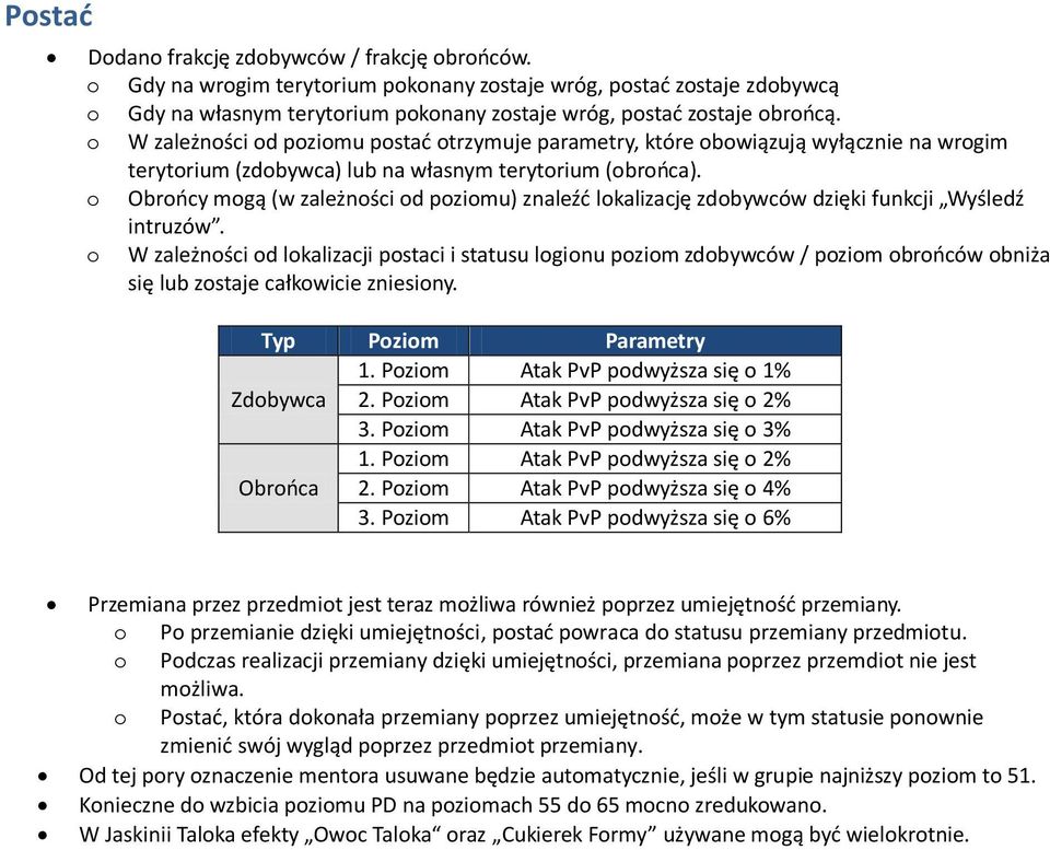 o Obrońcy mogą (w zależności od poziomu) znaleźć lokalizację zdobywców dzięki funkcji Wyśledź intruzów.