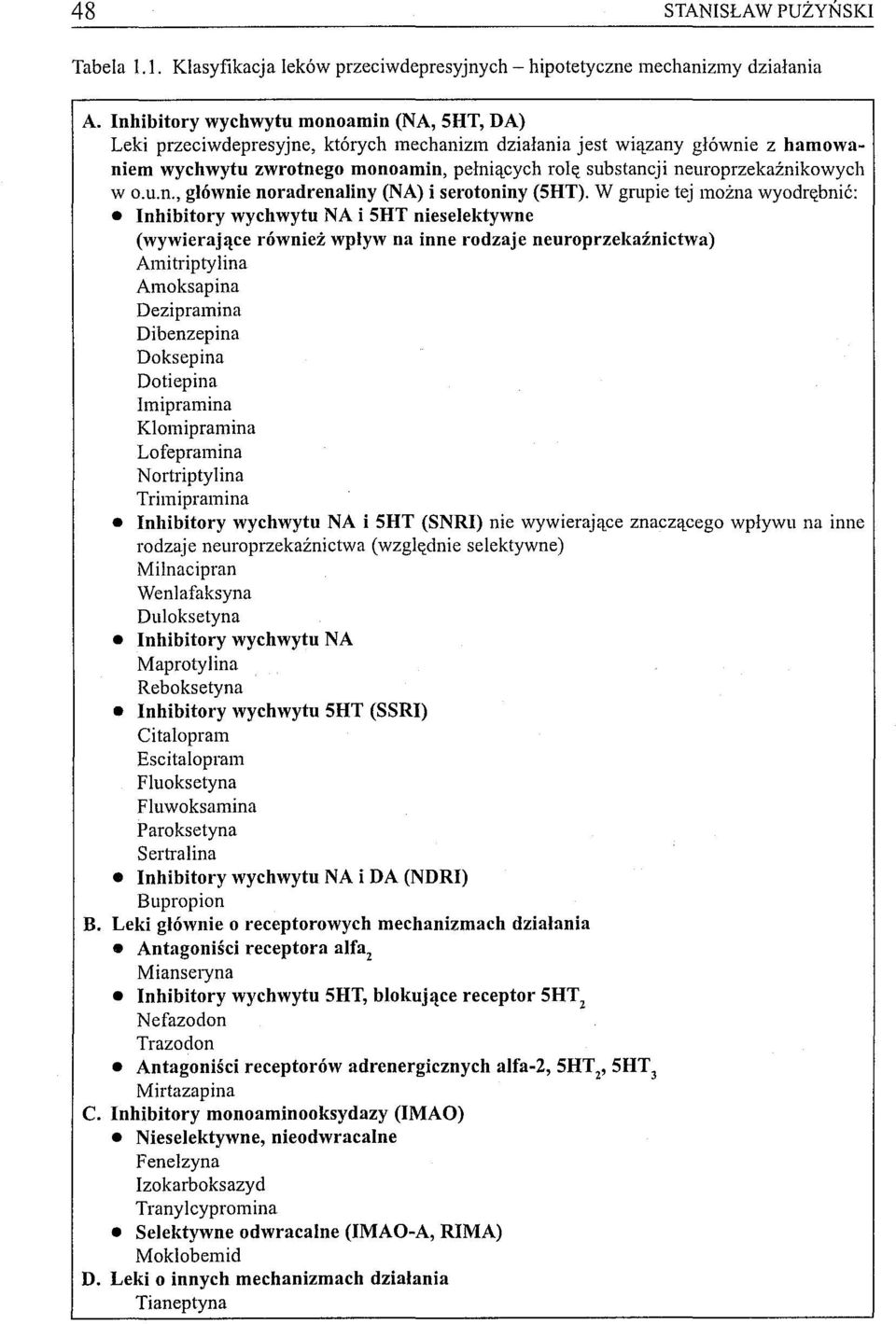 neuroprzekaźnikowych w o.u.n., głównie noradrenaliny (NA) i serotoniny (SHT).