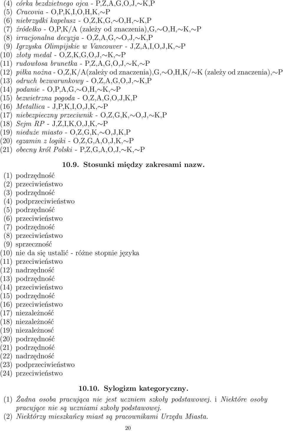 nacenia),g, O,H,K/ K (ależy od nacenia), P (13) odruch bewarunkowy - O,Z,A,G,O,J, K,P (14) podanie - O,P,A,G, O,H, K, P (15) bewietrna pogoda - O,Z,A,G,O,J,K,P (16) Metallica - J,P,K,I,O,J,K, P (17)