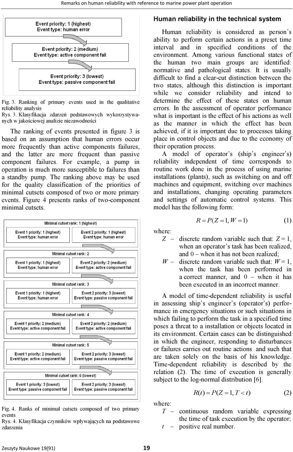 Klasyfikacja zdarzeń podstawowych wykorzystywanych w jakościowej analizie niezawodności The ranking of events presented in figure 3 is based on an assumption that human errors occur more frequently