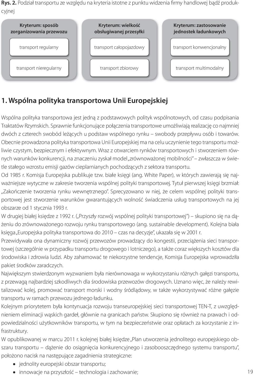 zastosowanie jednostek ładunkowych transport regularny transport całopojazdowy transport konwencjonalny transport nieregularny transport zbiorowy transport multimodalny 1.