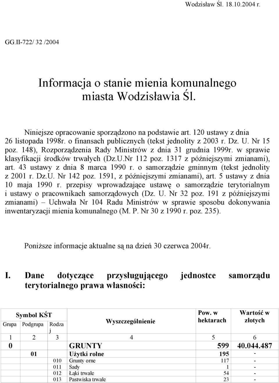 1317 z późniejszymi zmianami), art. 43 ustawy z dnia 8 marca 199 r. o samorządzie gminnym (tekst jednolity z 21 r. Dz.U. Nr 142 poz. 1591, z późniejszymi zmianami), art. 5 ustawy z dnia 1 maja 199 r.