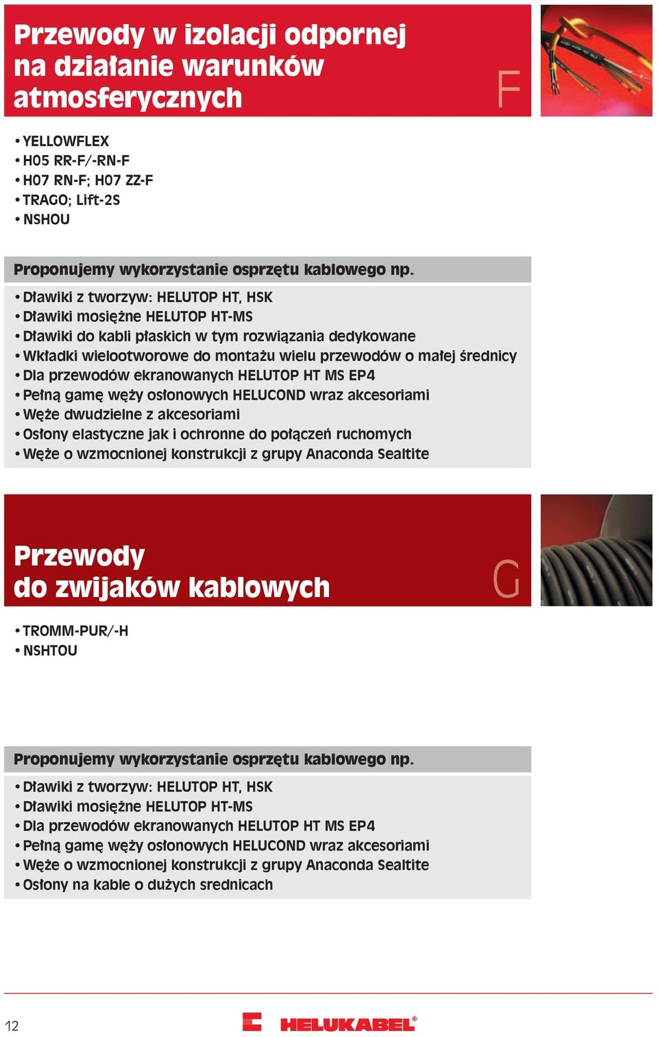 przewodów ekranowanych HELUTOP HT MS EP4 Pełną gamę węży osłonowych HELUCOND wraz akcesoriami Węże dwudzielne z akcesoriami Osłony elastyczne jak i ochronne do połączeń ruchomych Węże o wzmocnionej