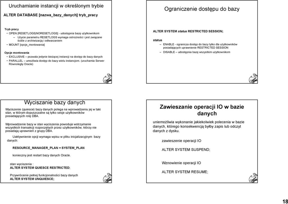 danych PARALLEL umożliwia dostęp do bazy wielu instancjom.