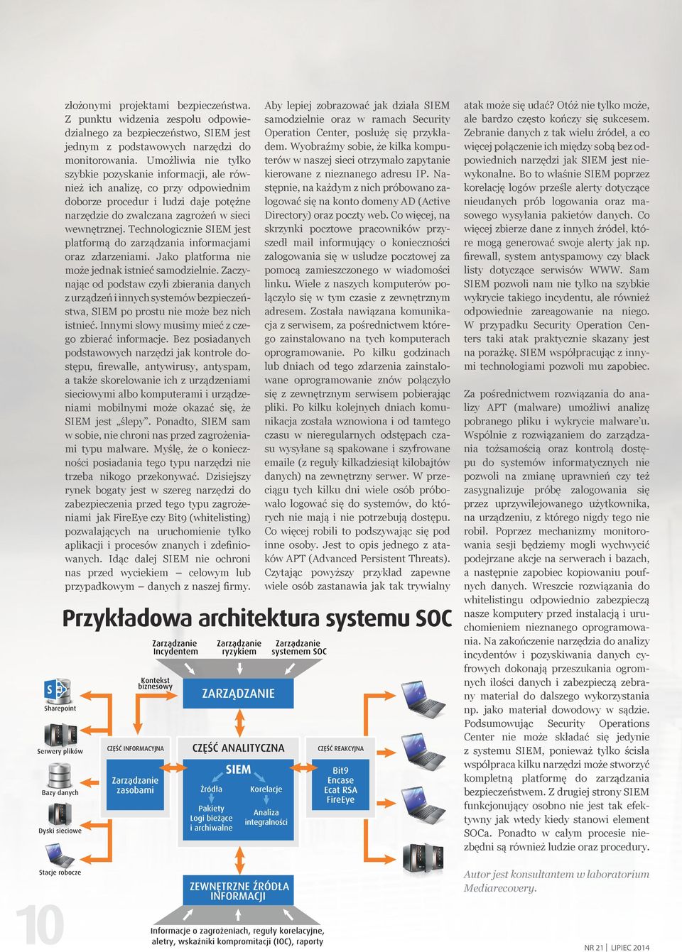 Technologicznie SIEM jest platformą do zarządzania informacjami oraz zdarzeniami. Jako platforma nie może jednak istnieć samodzielnie.