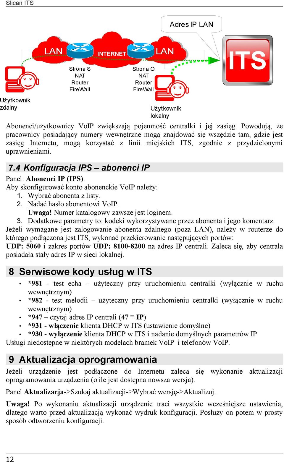 4 Konfiguracja IPS abonenci IP Panel: Abonenci IP (IPS): Aby skonfigurować konto abonenckie VoIP należy: 1. Wybrać abonenta z listy. 2. Nadać hasło abonentowi VoIP. Uwaga!