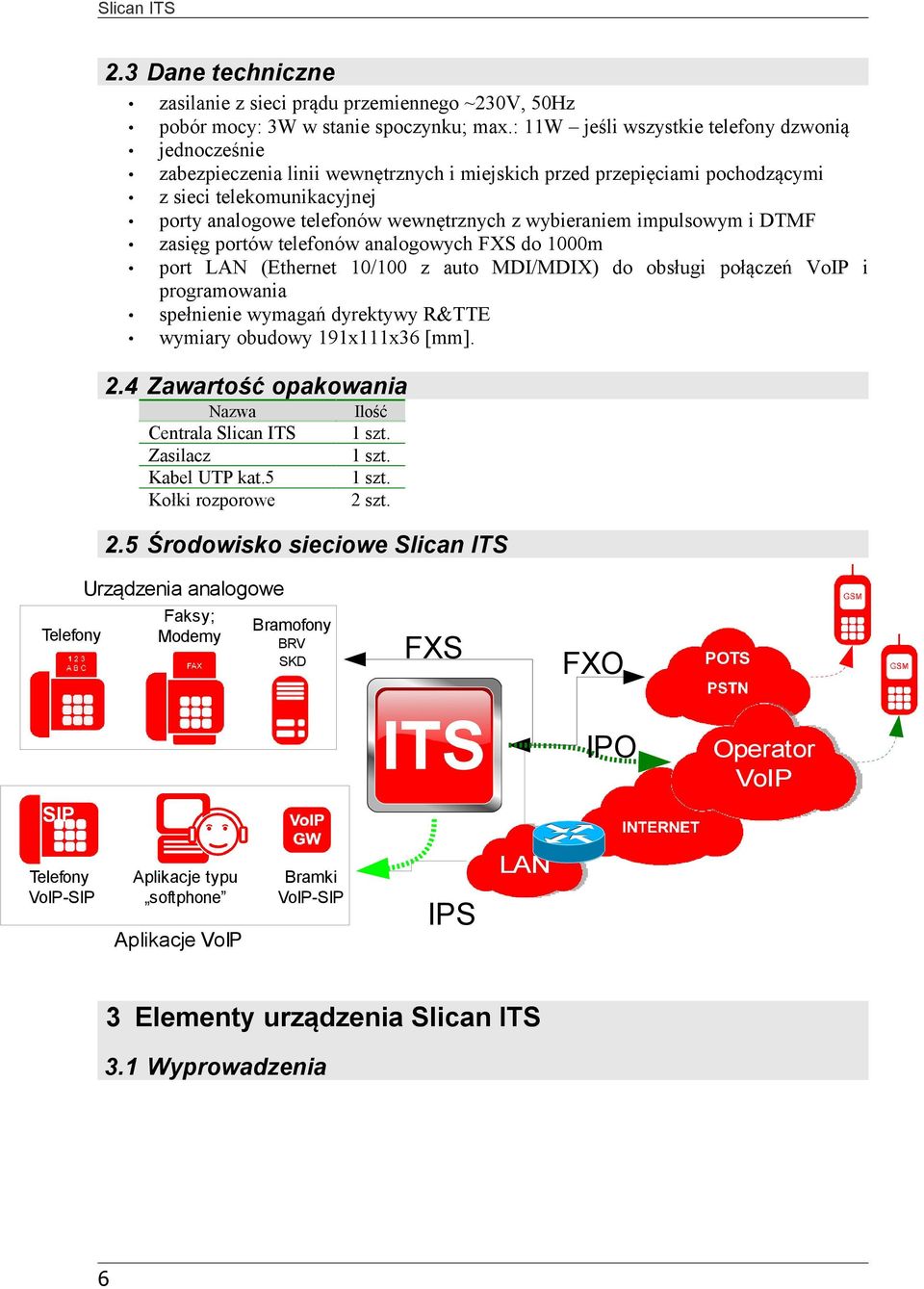 wybieraniem impulsowym i DTMF zasięg portów telefonów analogowych FXS do 1000m port LAN (Ethernet 10/100 z auto MDI/MDIX) do obsługi połączeń VoIP i programowania spełnienie wymagań dyrektywy R&TTE