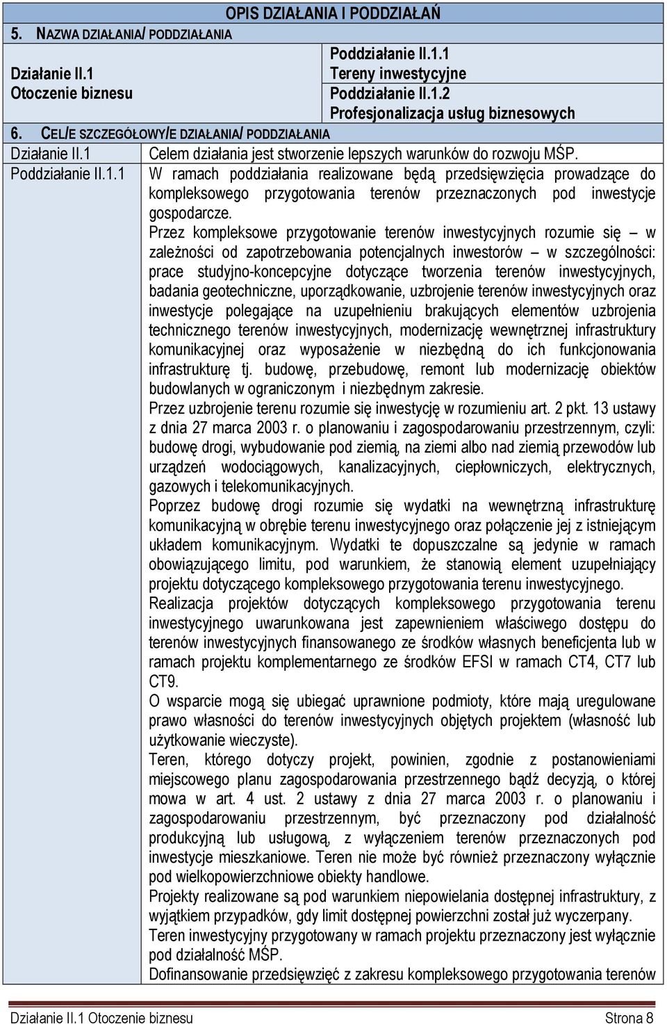 Przez kompleksowe przygotowanie terenów inwestycyjnych rozumie się w zależności od zapotrzebowania potencjalnych inwestorów w szczególności: prace studyjno-koncepcyjne dotyczące tworzenia terenów