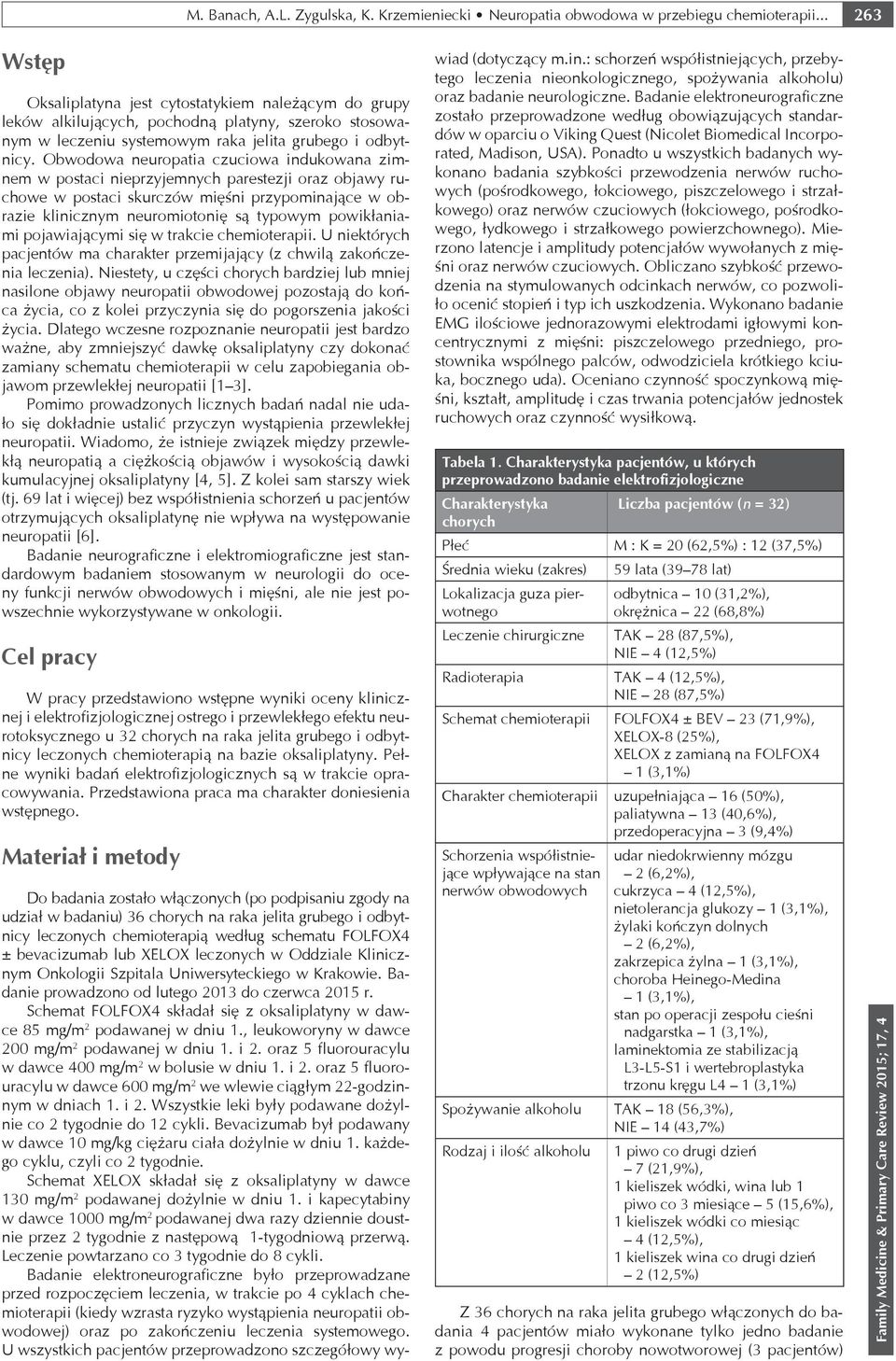 Obwodowa neuropatia czuciowa indukowana zimnem w postaci nieprzyjemnych parestezji oraz objawy ruchowe w postaci skurczów mięśni przypominające w obrazie klinicznym neuromiotonię są typowym