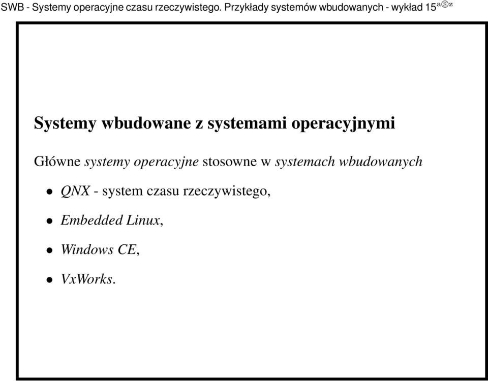 systemach wbudowanych QNX - system czasu