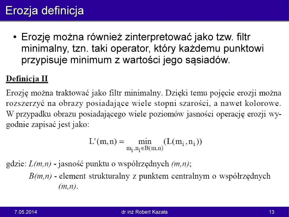 filtr minimalny, tzn.