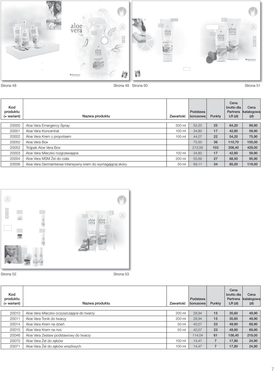 34,80 17 42,80 59,90 20004 Aloe Vera MSM Żel do ciała 200 ml 55,69 27 68,50 95,90 20006 Aloe Vera DermaIntense Intensywny krem do wymagającej skóry 50 ml 69,11 34 85,00 119,00 Strona 52 Strona 53 (+