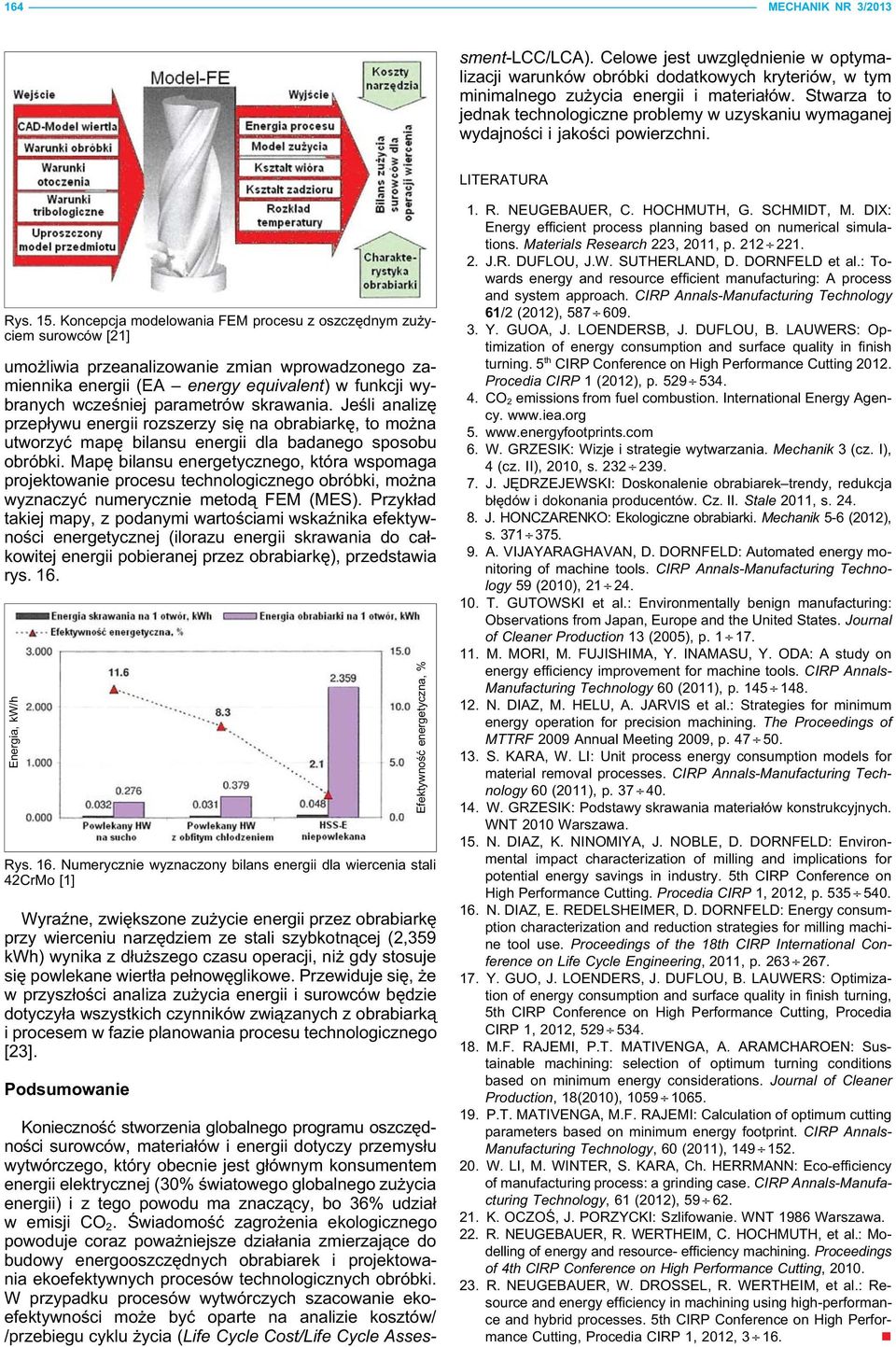 Świadomość zagrożenia ekologicznego powoduje coraz poważniejsze działania zmierzające do budowy energooszczędnych obrabiarek i projektowania ekoefektywnych procesów technologicznych obróbki.