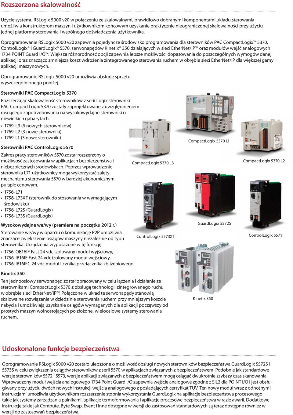 Oprogramowanie RSLogix 5000 v20 zapewnia pojedyncze środowisko programowania dla sterowników PAC CompactLogix 5370, ControlLogix i GuardLogix 5570, serwonapędów Kinetix 350 działających w sieci