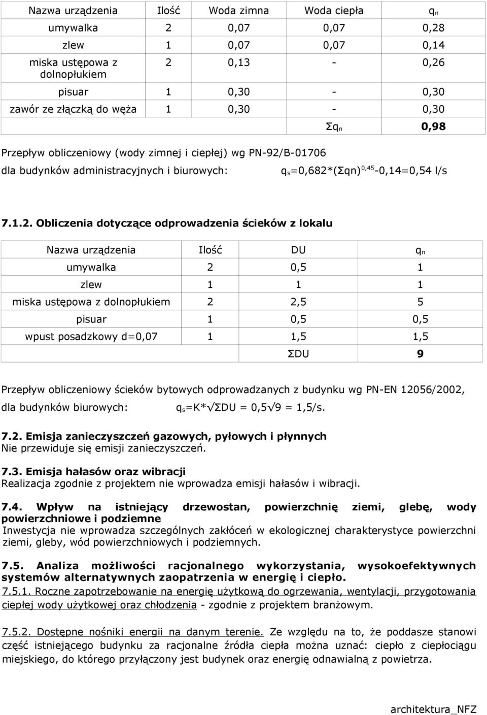 B-01706 dla budynków administracyjnych i biurowych: Σq n 0,98 q s=0,682*