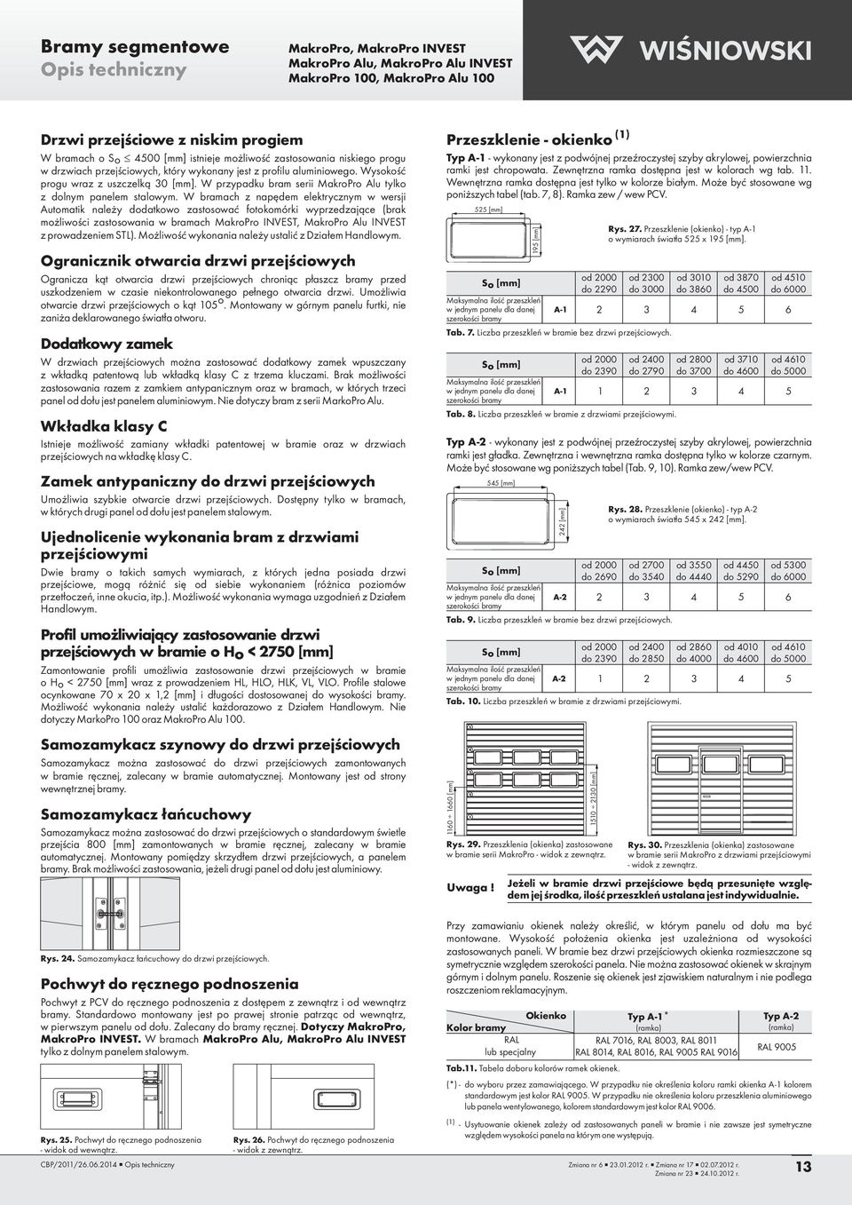 W bramach z napędem elektrycznym w wersji Automatik należy dodatkowo zastosować fotokomórki wyprzedzające (brak możliwości zastosowania w bramach MakroPro INVEST, MakroPro Alu INVEST z prowadzeniem